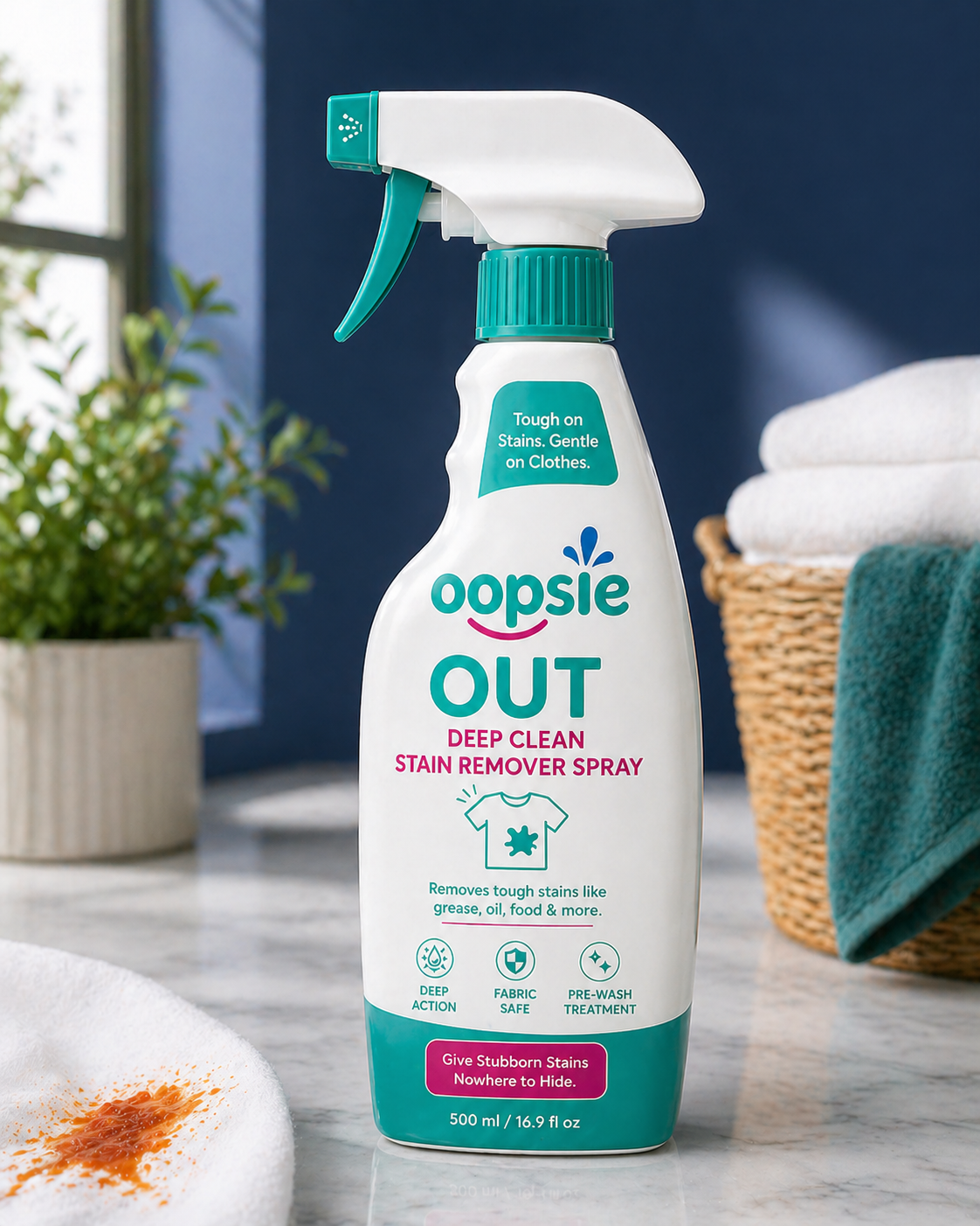 Oopsie Out is built for deep, stubborn stains that need more than a quick fix. Spray it, let it work, and give your clothes a second chance.
